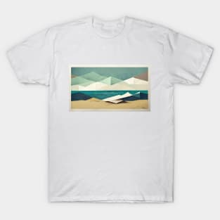 Seaside Cliff Views - Abstract Papercraft Landscape T-Shirt